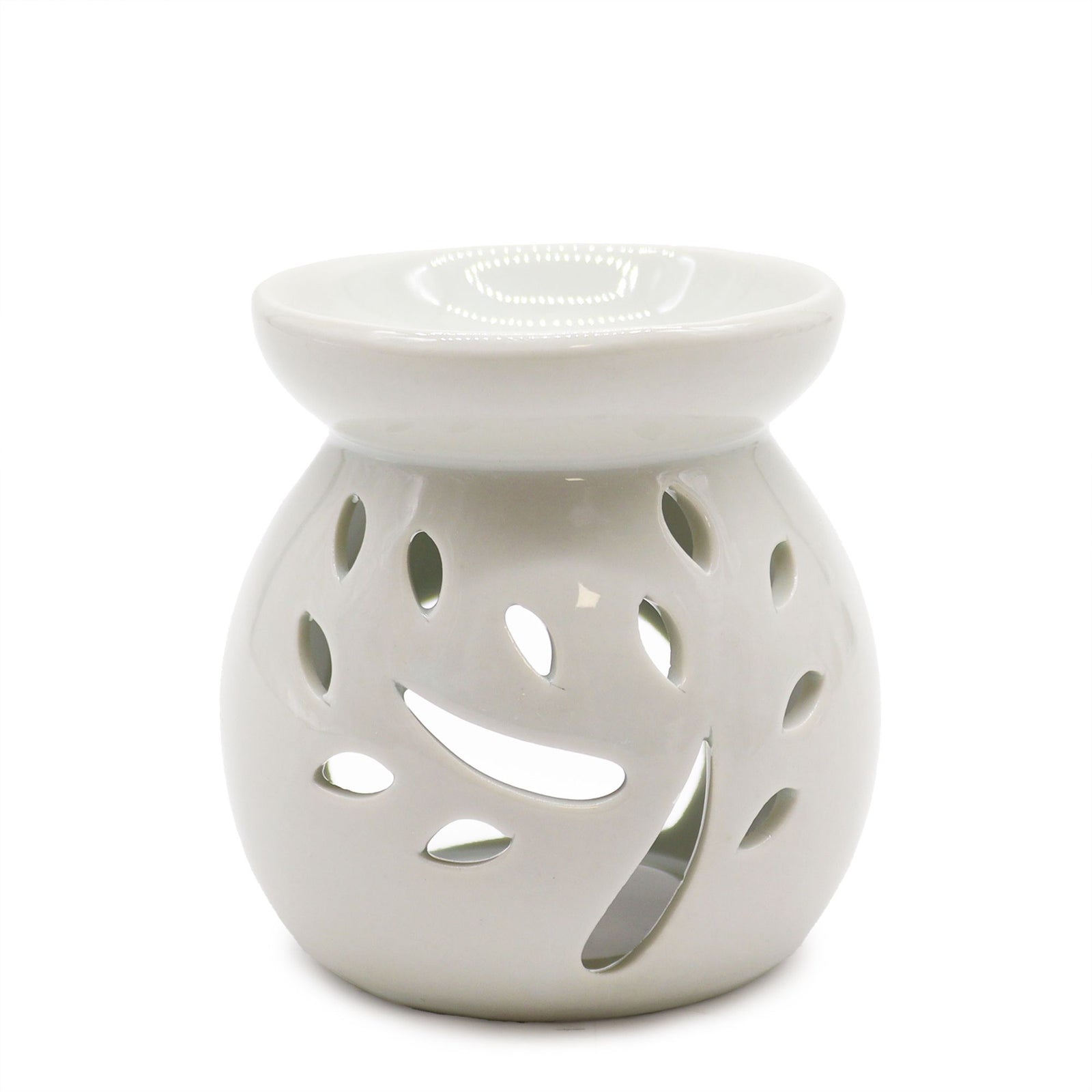 Sm Classic White Oil Burner - Tree Cut-out - Ditzy Petunia