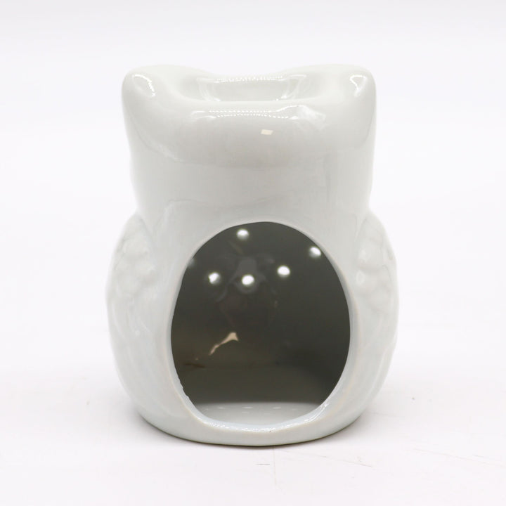 Classic White Oil Burner - Tall Owl - Ditzy Petunia