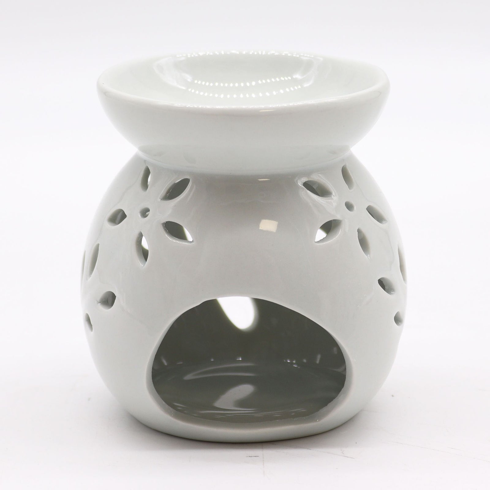 Lrg Classic White Oil Burner - Tree Cut-out - Ditzy Petunia