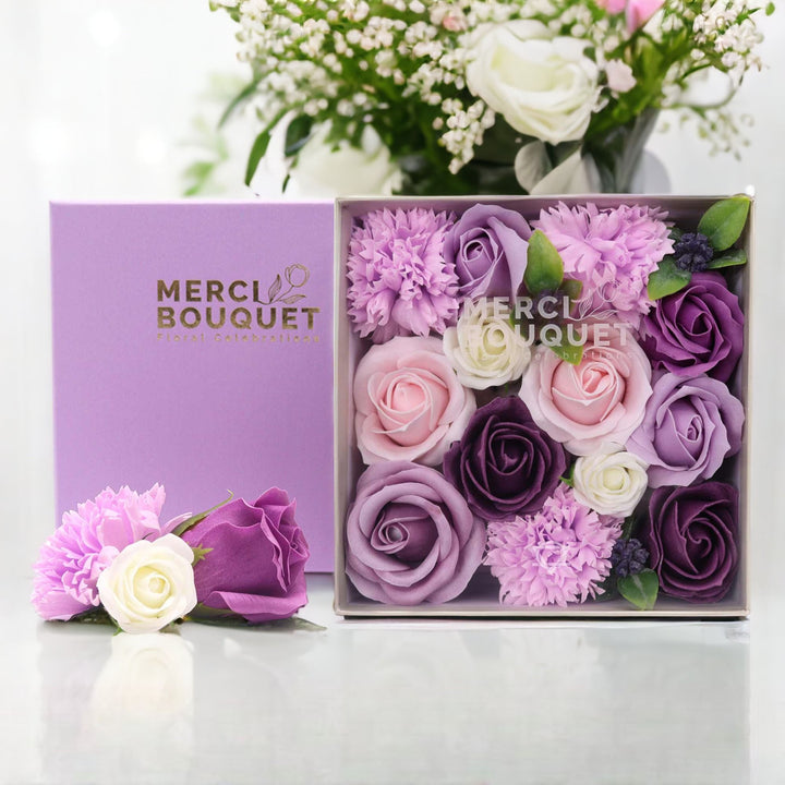 Square Box - Lavender Rose &amp; Carnation - Ditzy Petunia