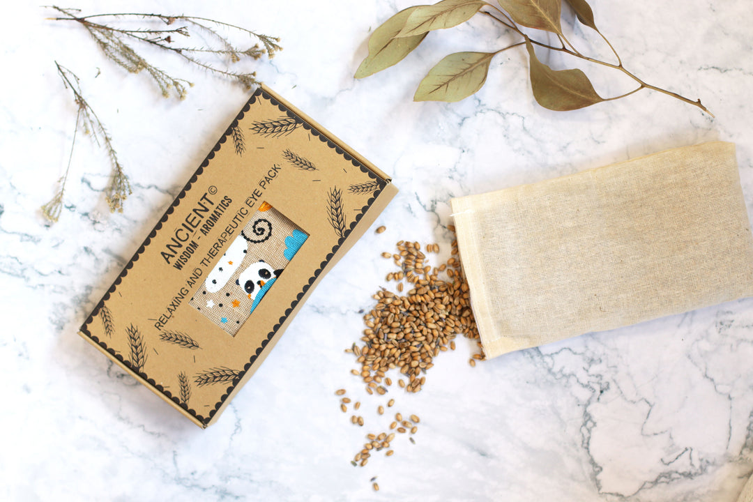 Lavender Natural Cotton and Juco Eye Pillow in Gift Box - Sleepy Panda - Ditzy Petunia