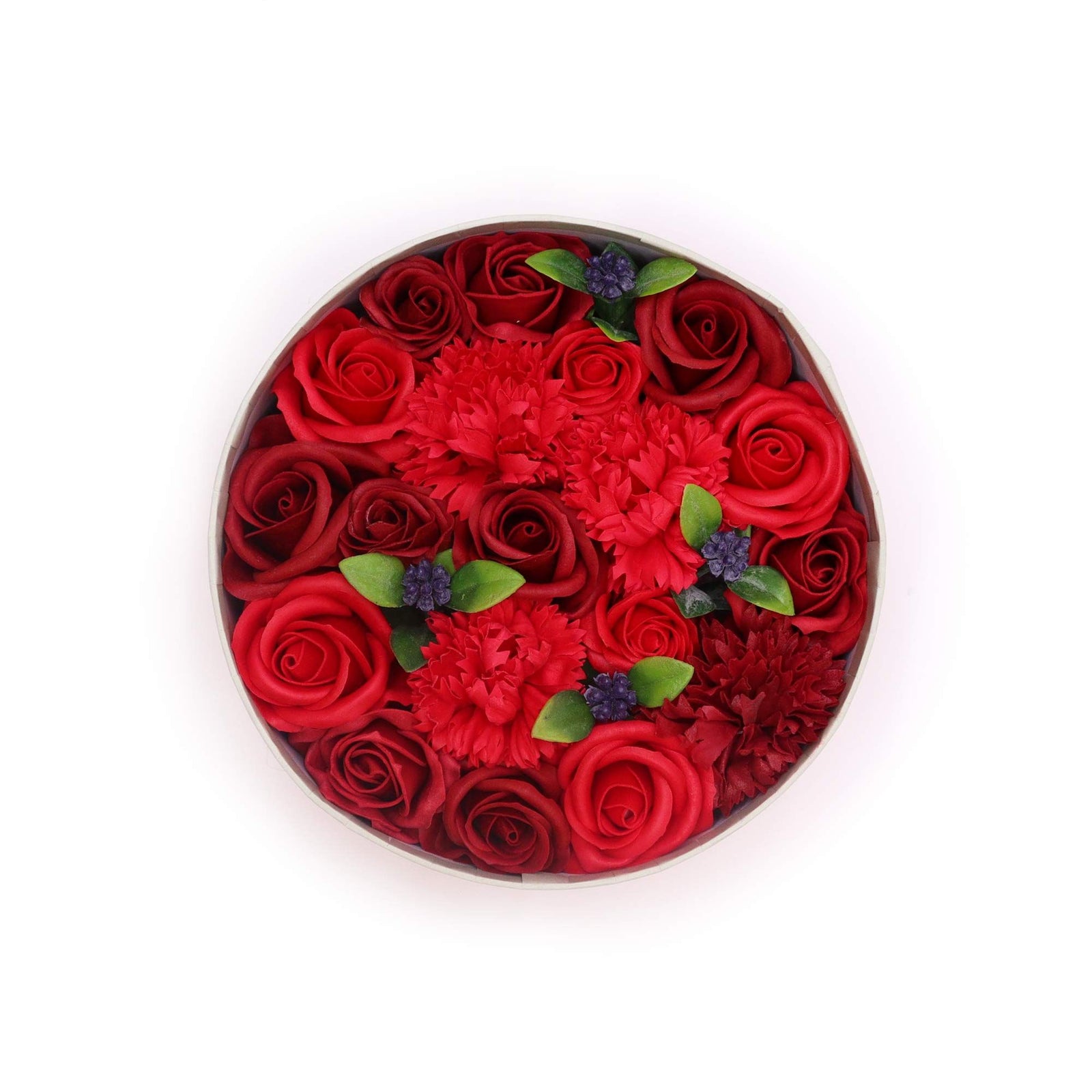 Round Box - Classic Red Roses - Ditzy Petunia