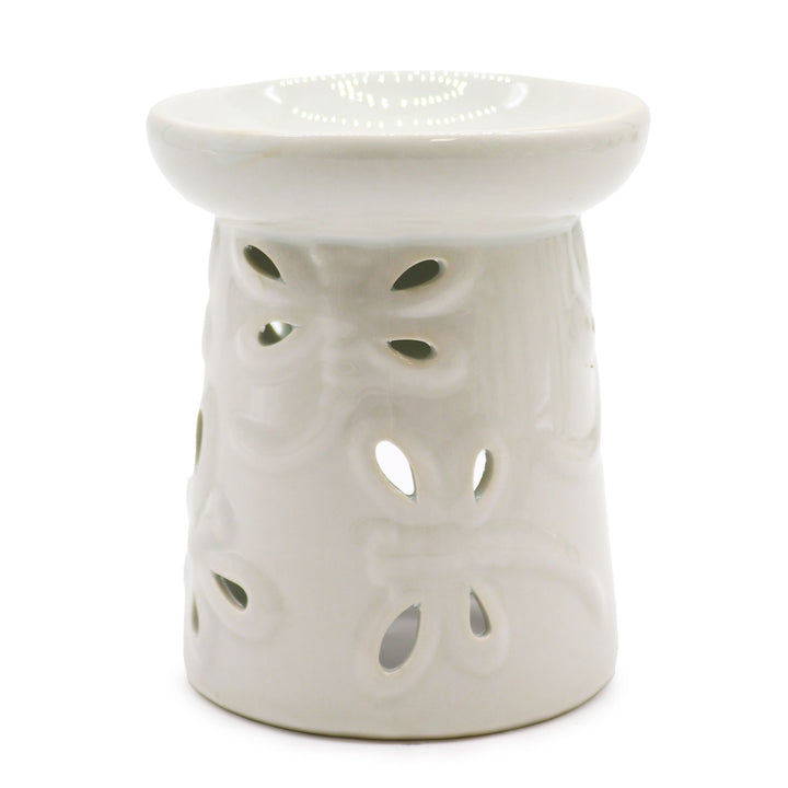 Classic White Oil Burner - Dragonfly - Ditzy Petunia