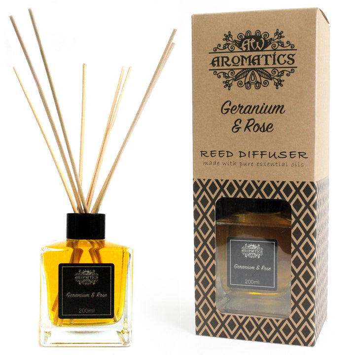 200ml Geranium &amp; Rose Essential Oil Reed Diffuser - Ditzy Petunia