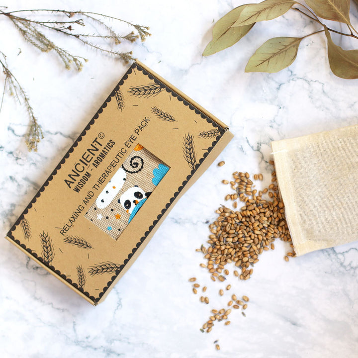 Lavender Natural Cotton and Juco Eye Pillow in Gift Box - Sleepy Panda - Ditzy Petunia