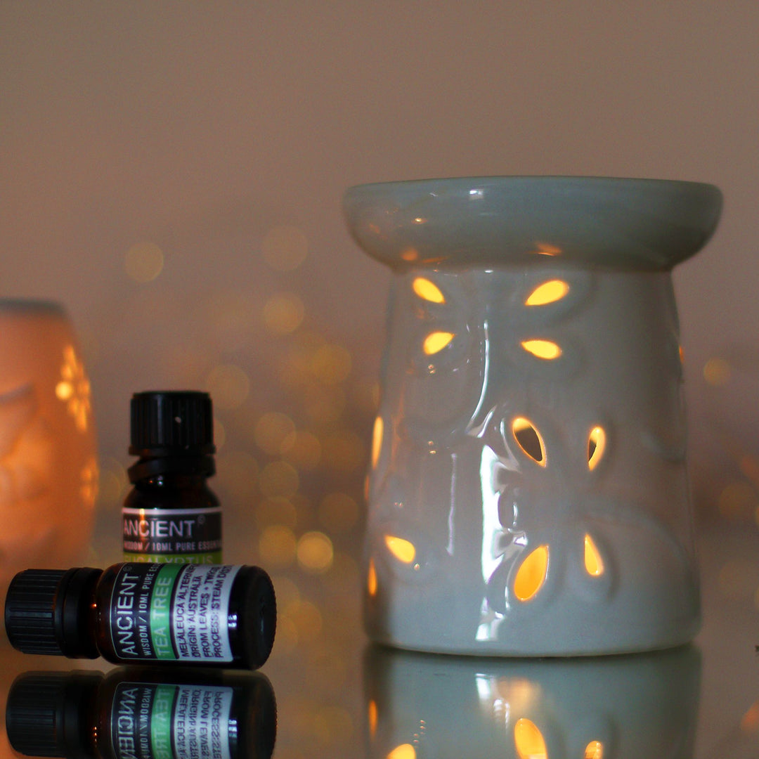 Classic White Oil Burner - Dragonfly - Ditzy Petunia