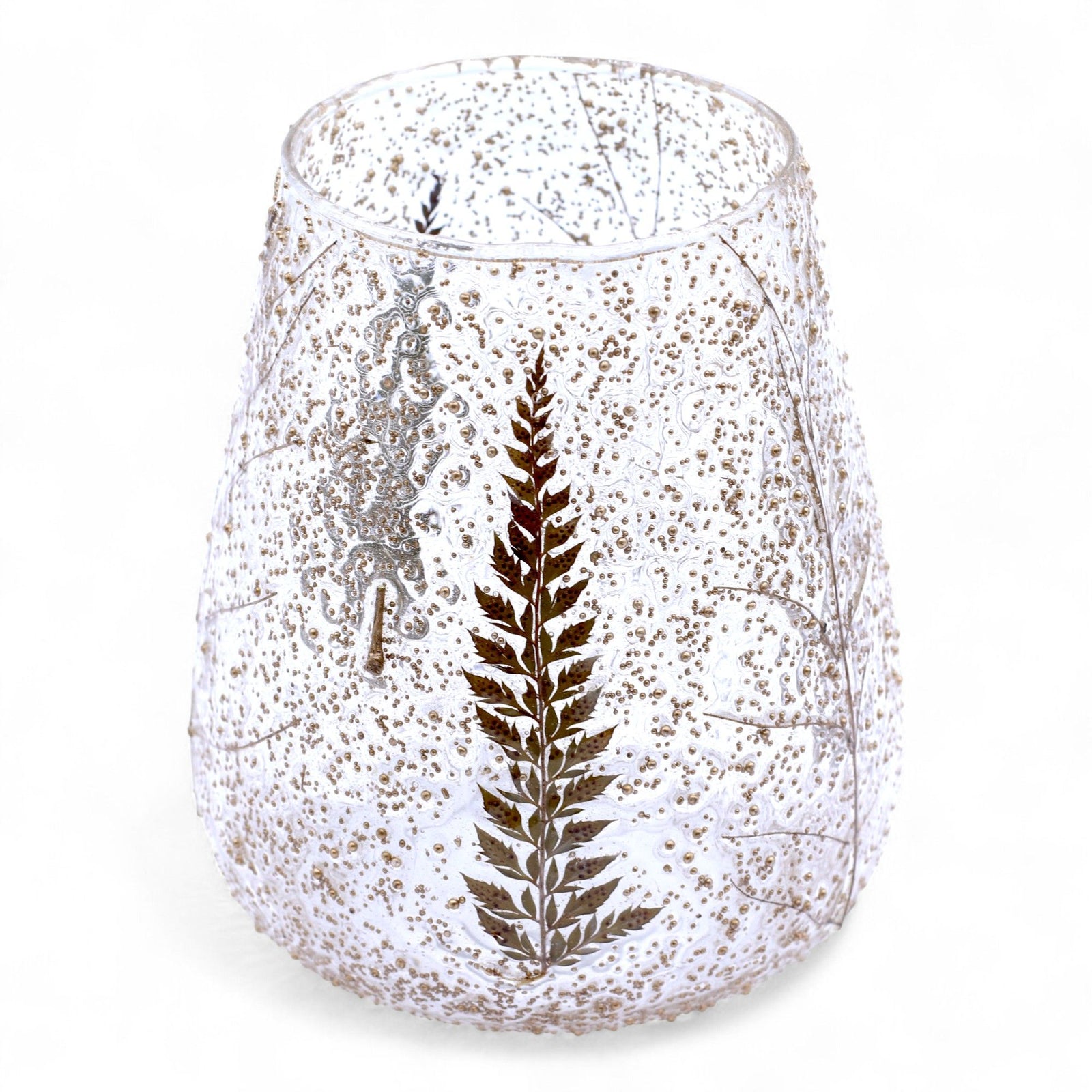 Natural Floral Glass - Large Bowl Candle Holder - Pino - (15x12cm) - Ditzy Petunia