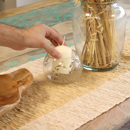 Natural Floral Glass - Bowl Candle Holder - Margarita - (8x10cm)