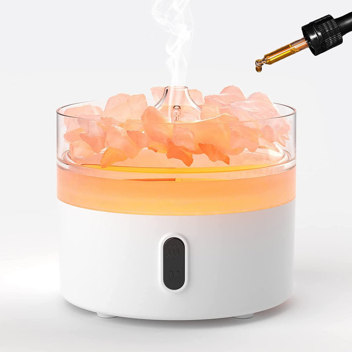 Himalayan Salt  Aroma Diffuser - Night Light - USB-C - Flame Effect ( salt included) - Ditzy Petunia