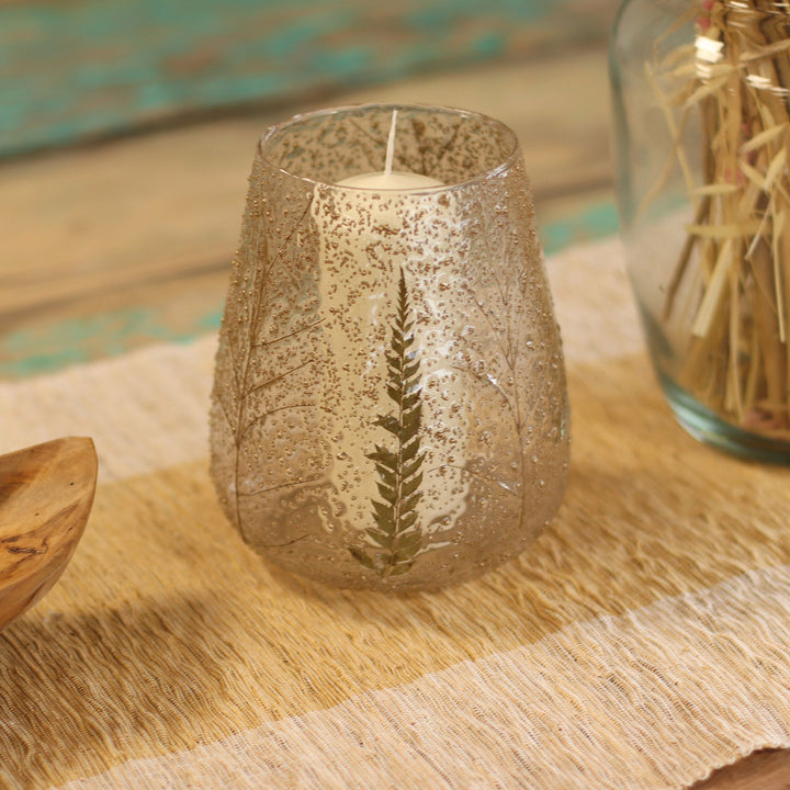 Natural Floral Glass - Large Bowl Candle Holder - Pino - (15x12cm) - Ditzy Petunia