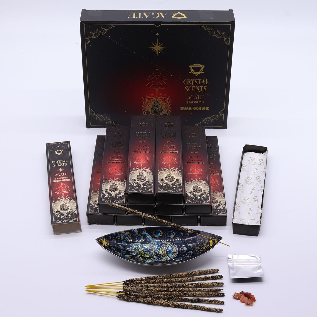Red Agate Crystal Scents Smudge Incense - Saffron - Ditzy Petunia