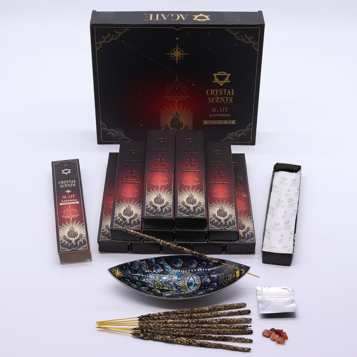 Red Agate Crystal Scents Smudge Incense - Saffron