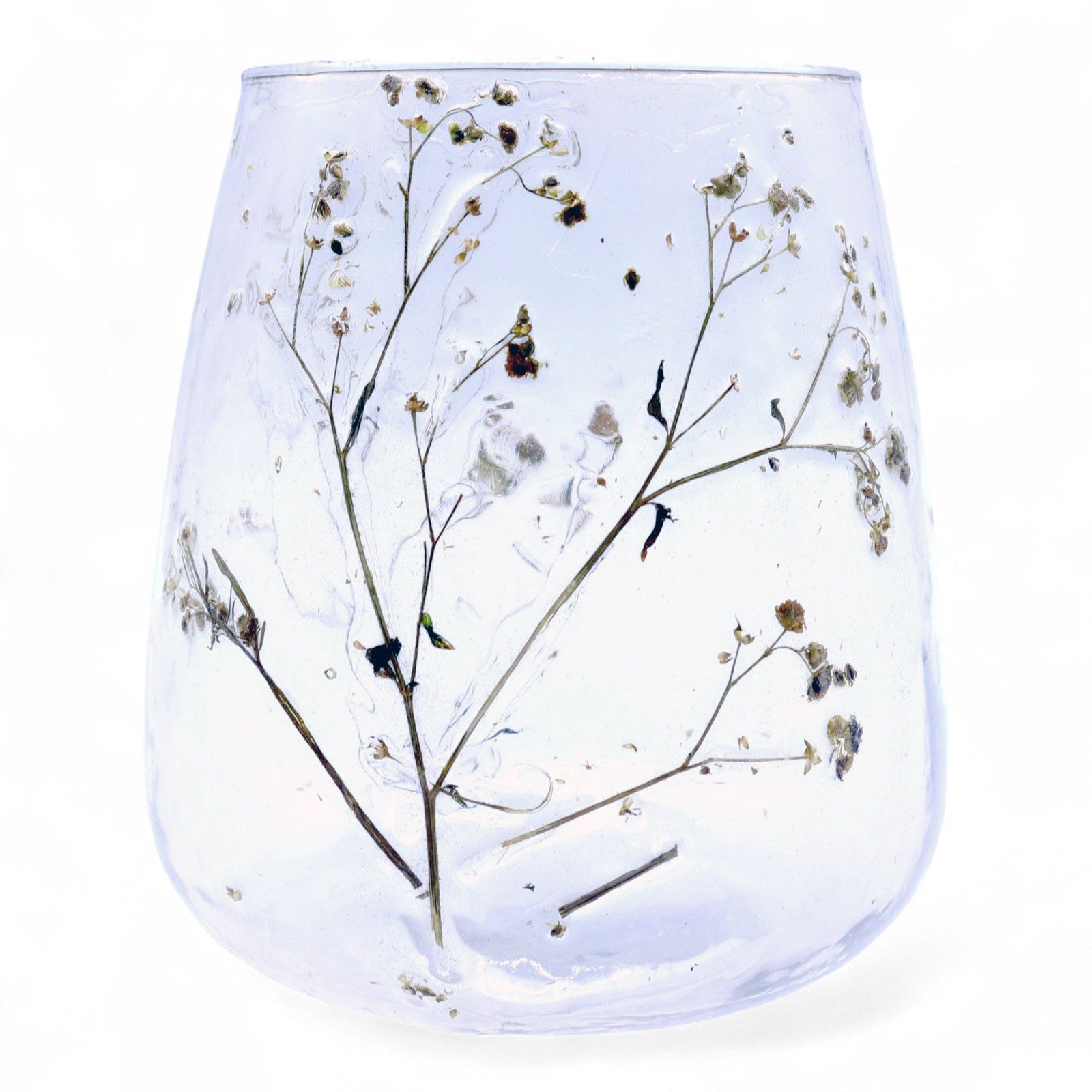 Natural Floral Glass - Vase Candle Holder - Margarita  - (12x11cm) - Ditzy Petunia
