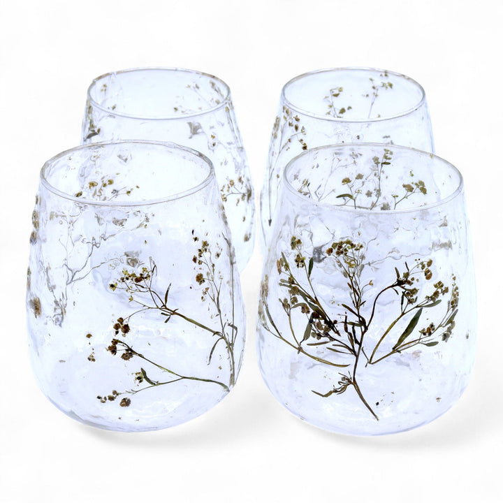 Natural Floral Glass - Vase Candle Holder - Margarita  - (12x11cm) - Ditzy Petunia