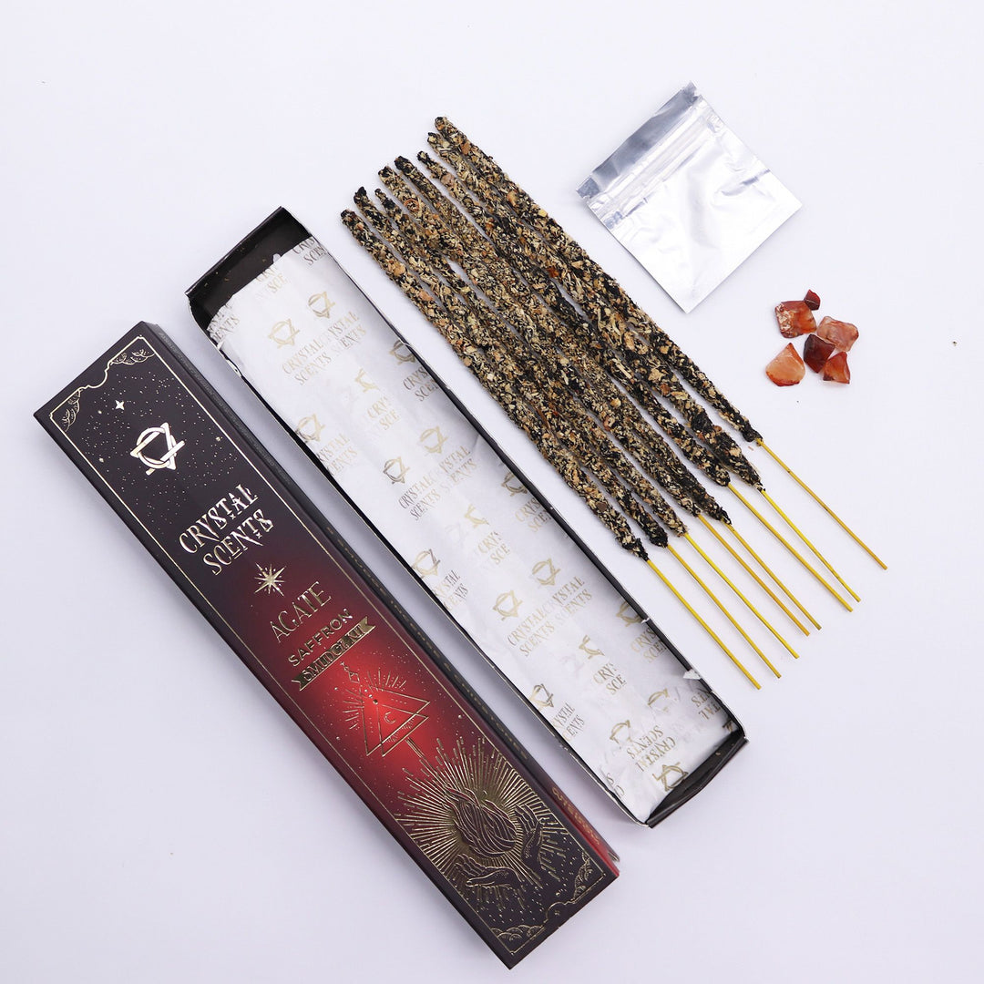 Red Agate Crystal Scents Smudge Incense - Saffron - Ditzy Petunia