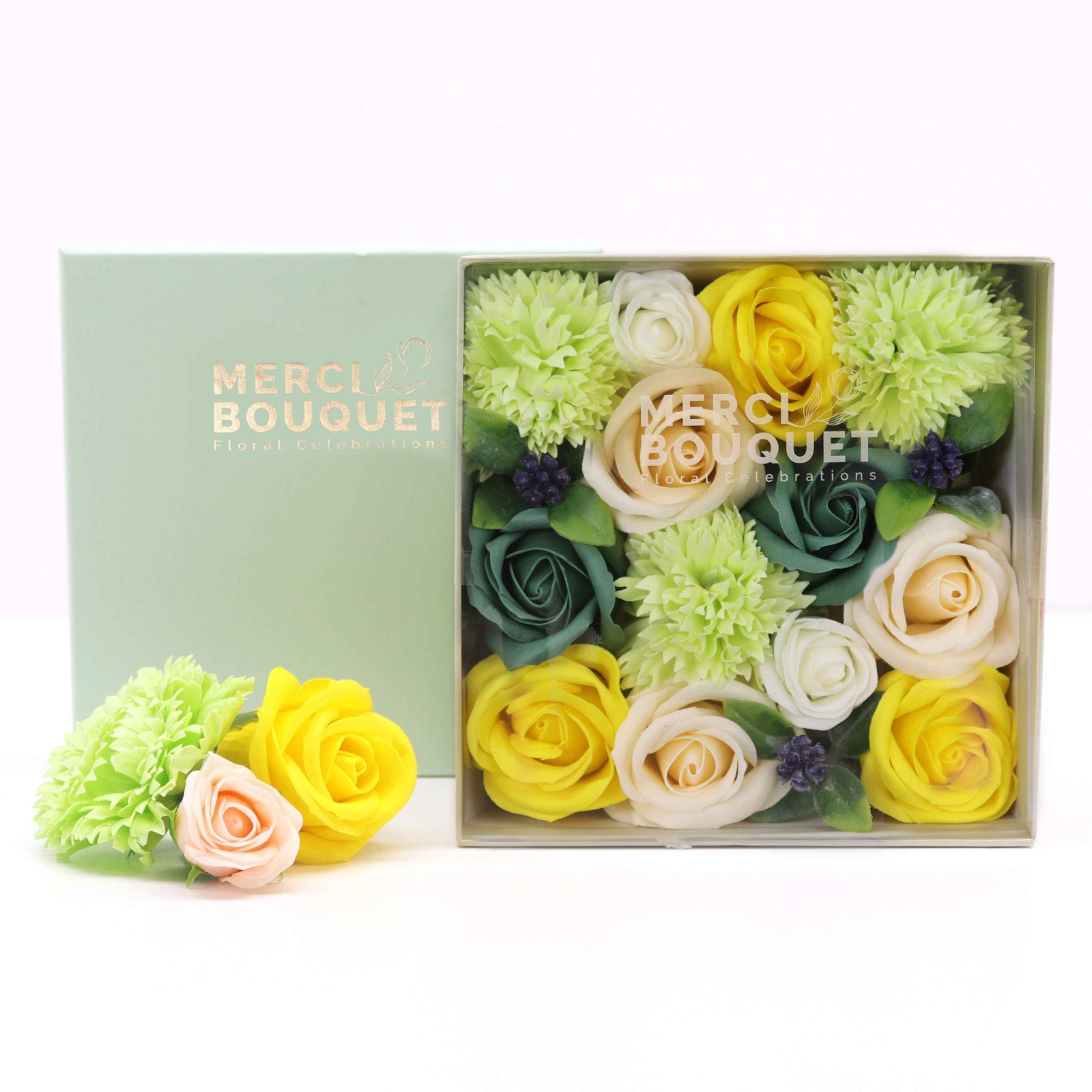 Square Box - Spring Celebrations - Yellow & Greens - Ditzy Petunia