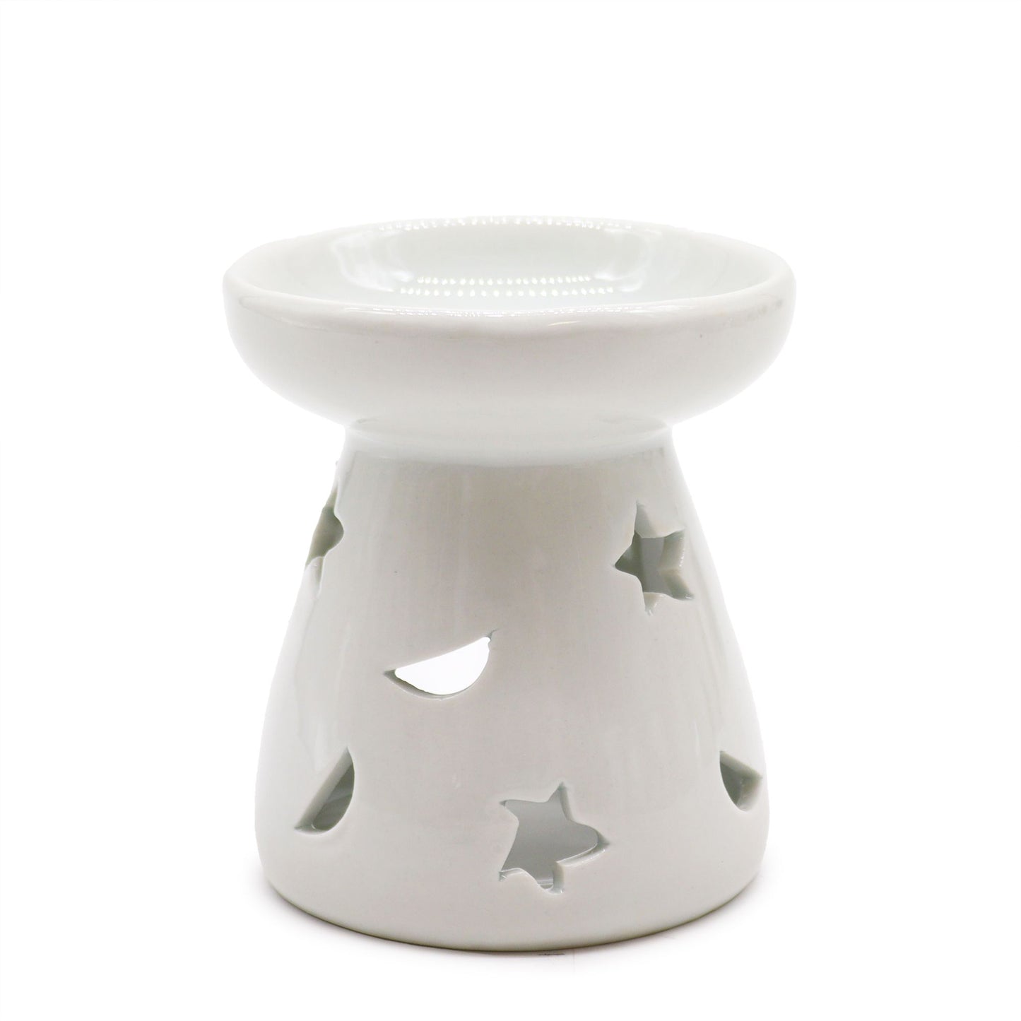 Small Classic White Oil Burner - Moon & Star