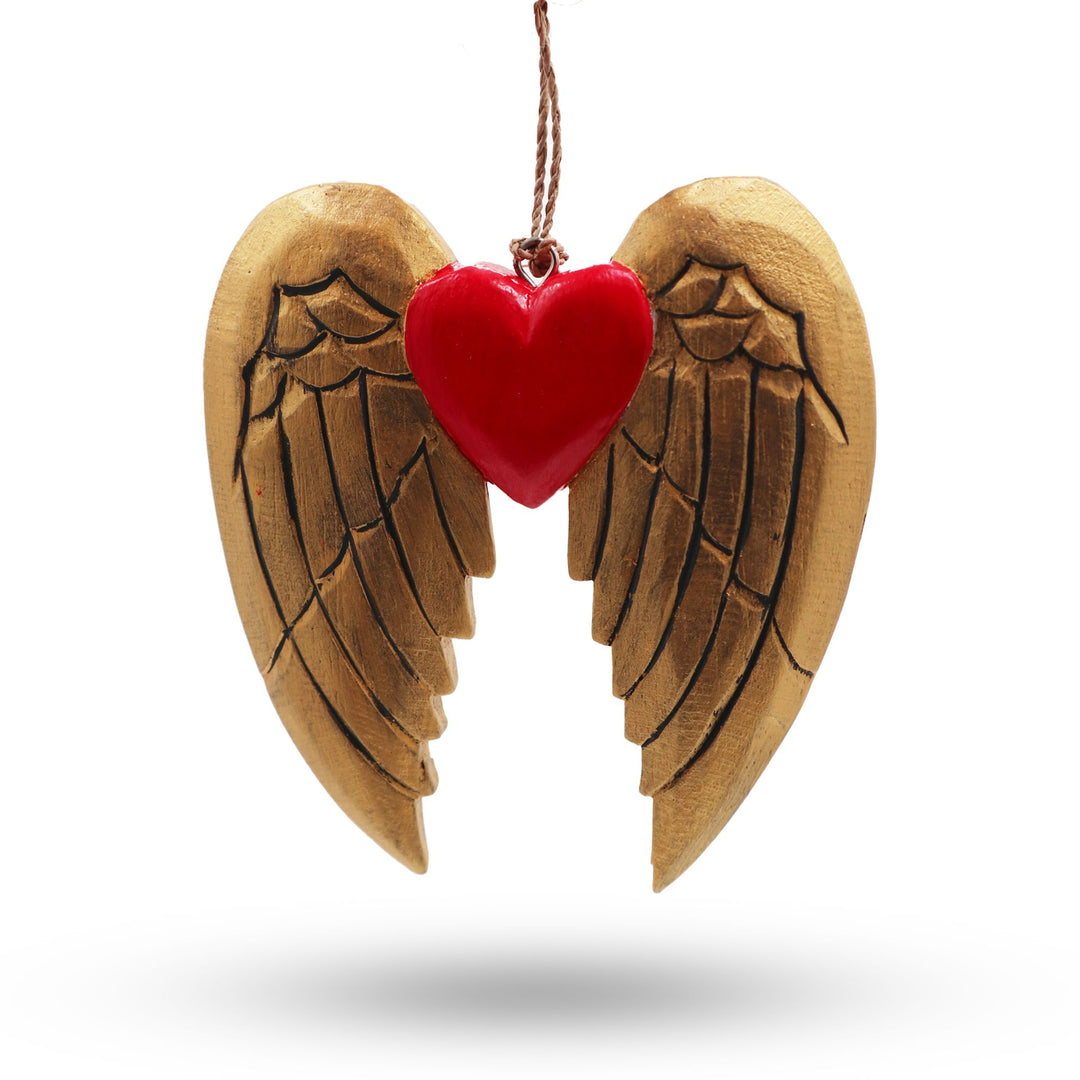 Gold Xmas Angel Wing &amp; Heart - black detail - Ditzy Petunia