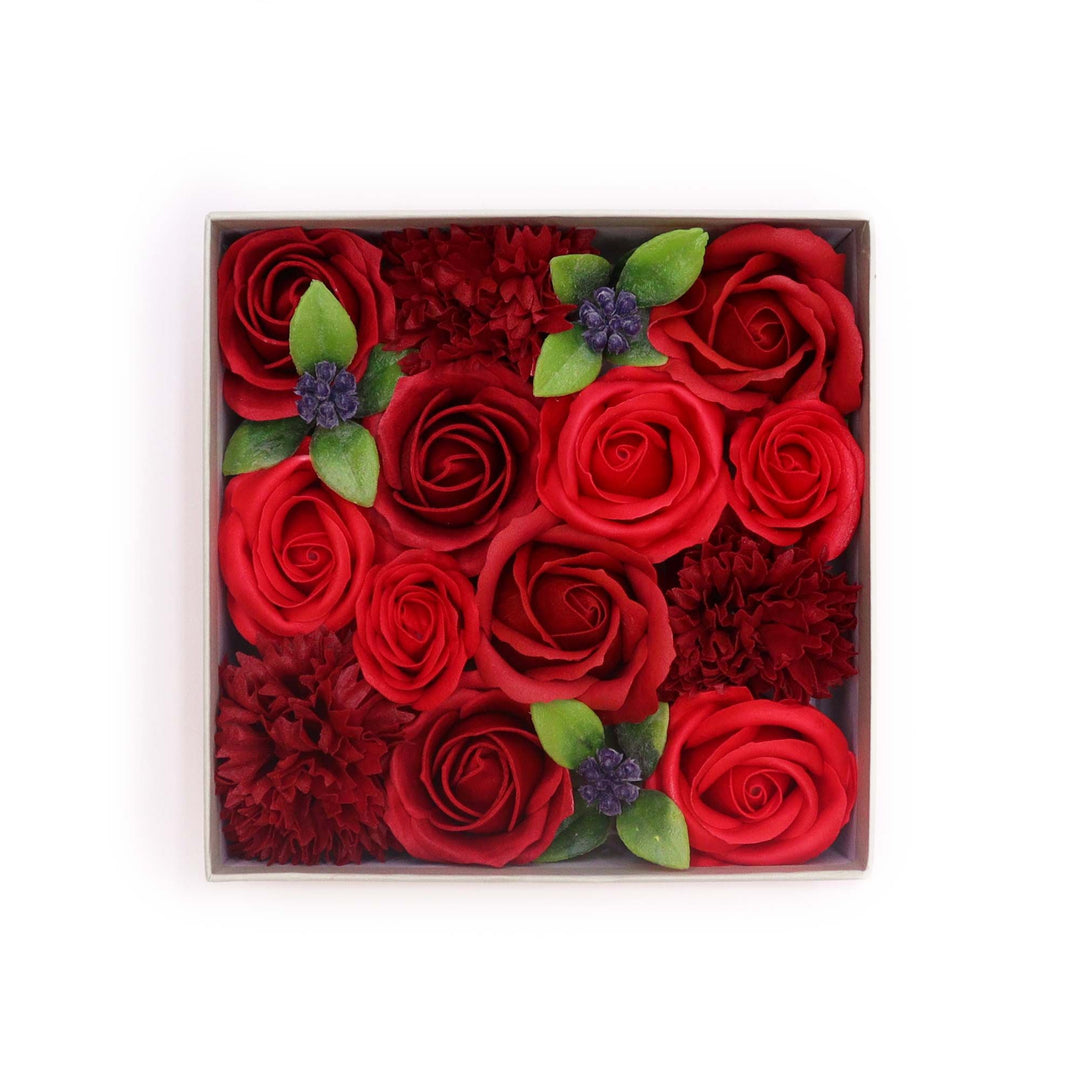 Square Box - Classic Red Roses - Ditzy Petunia