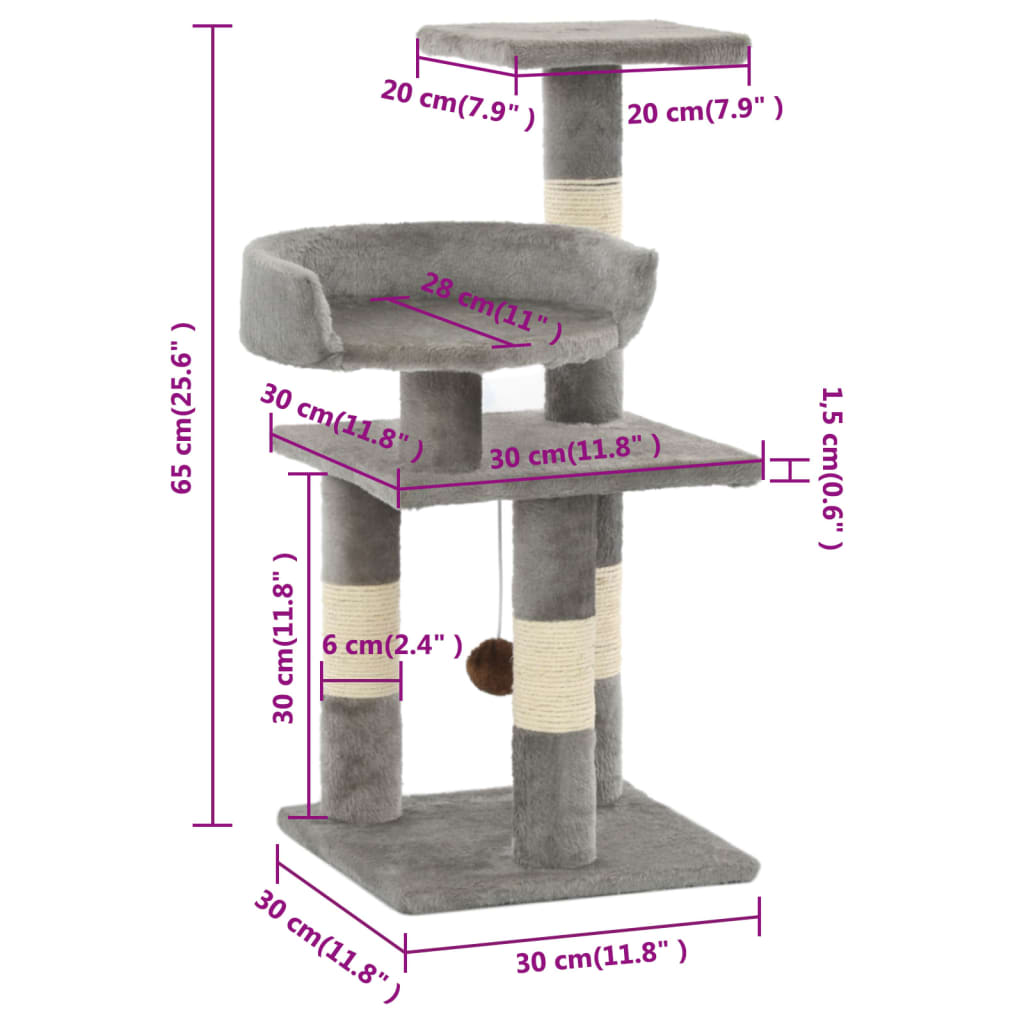 Cat Scratching Post with Sisal Scratching Columns 65 cm   Cat Scratching Post - Ditzy Petunia